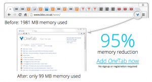 Onetab Chrome Extension für mehr Produktivität