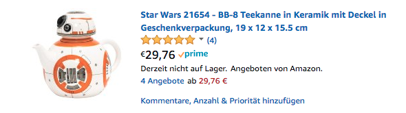 Star wars BB8 Teekanne Geek Geschenk