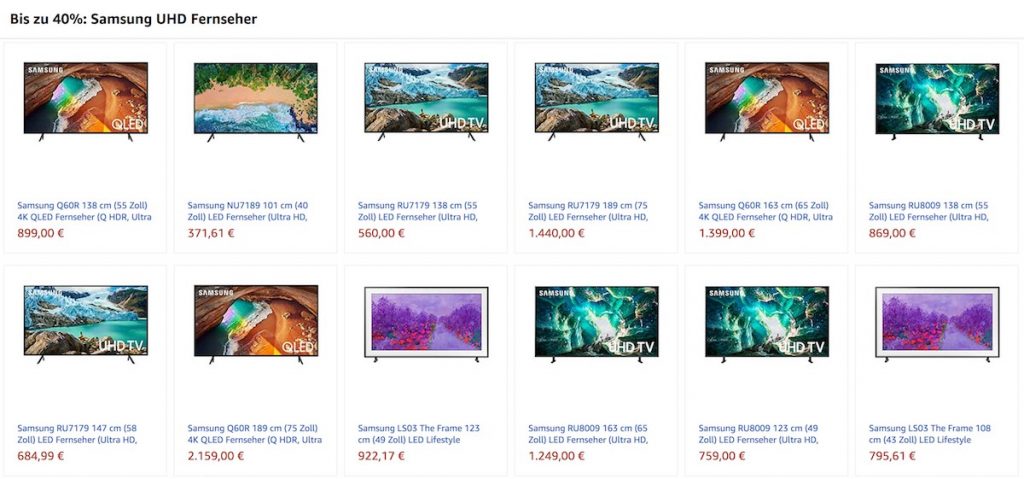samsung uhd fernseher tv amazon prime day 2019 angebote schnäppchen deals